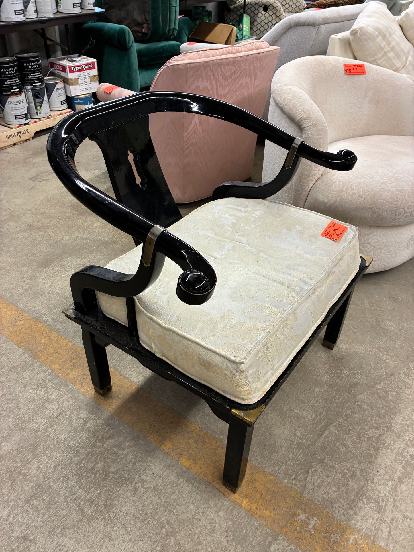 Asian Style Horseshoe Back Accent Chair