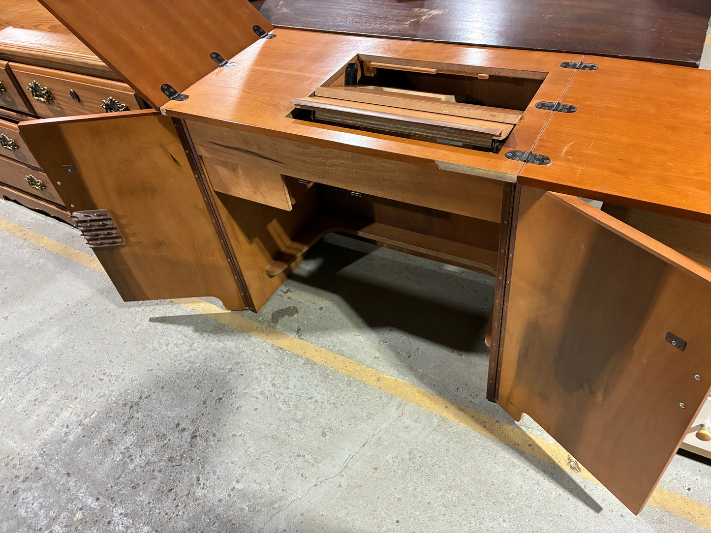 Vintage Sewing Machine Cabinet Table
