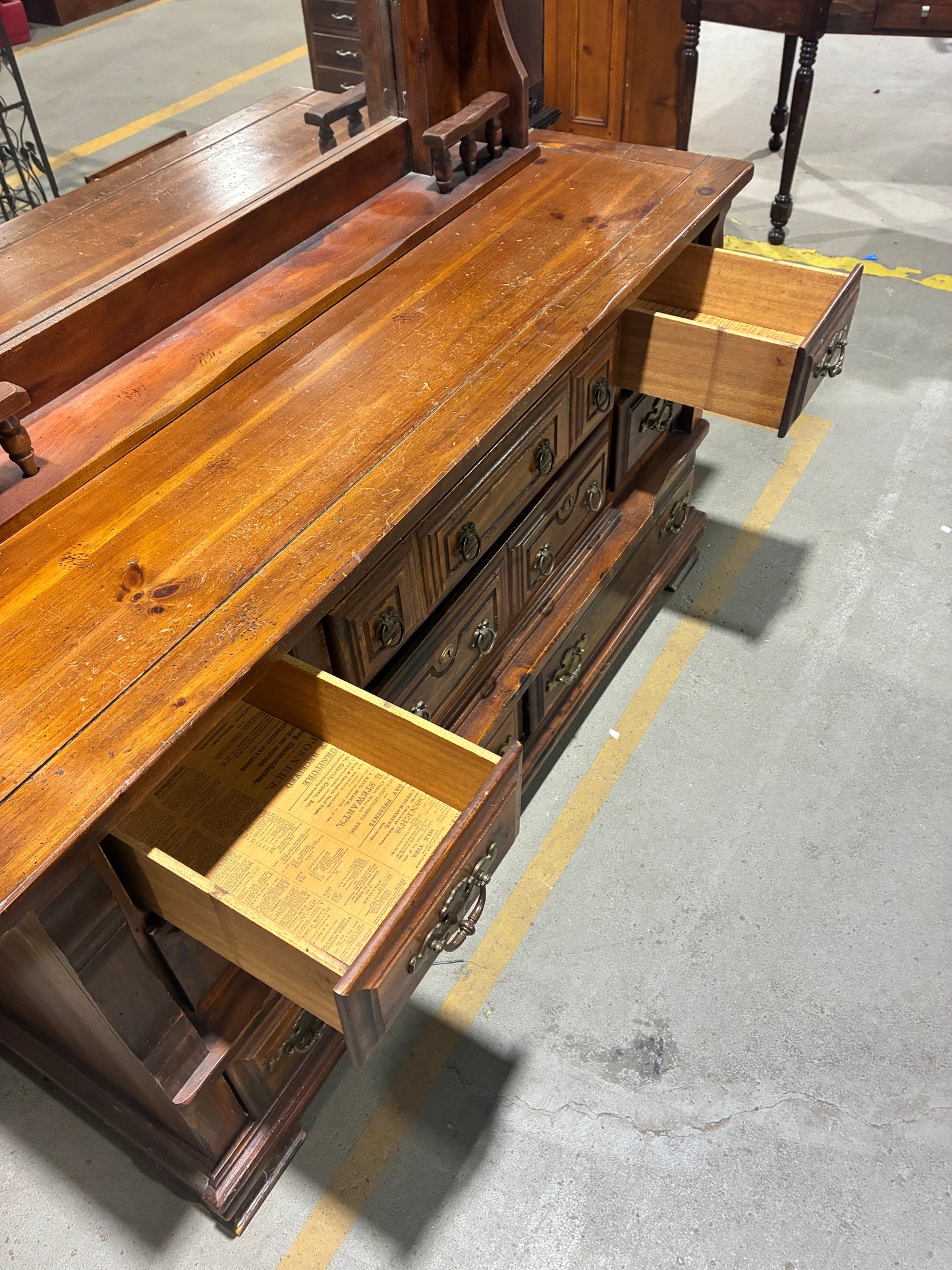 Rustic Pine Dresser with Mirror