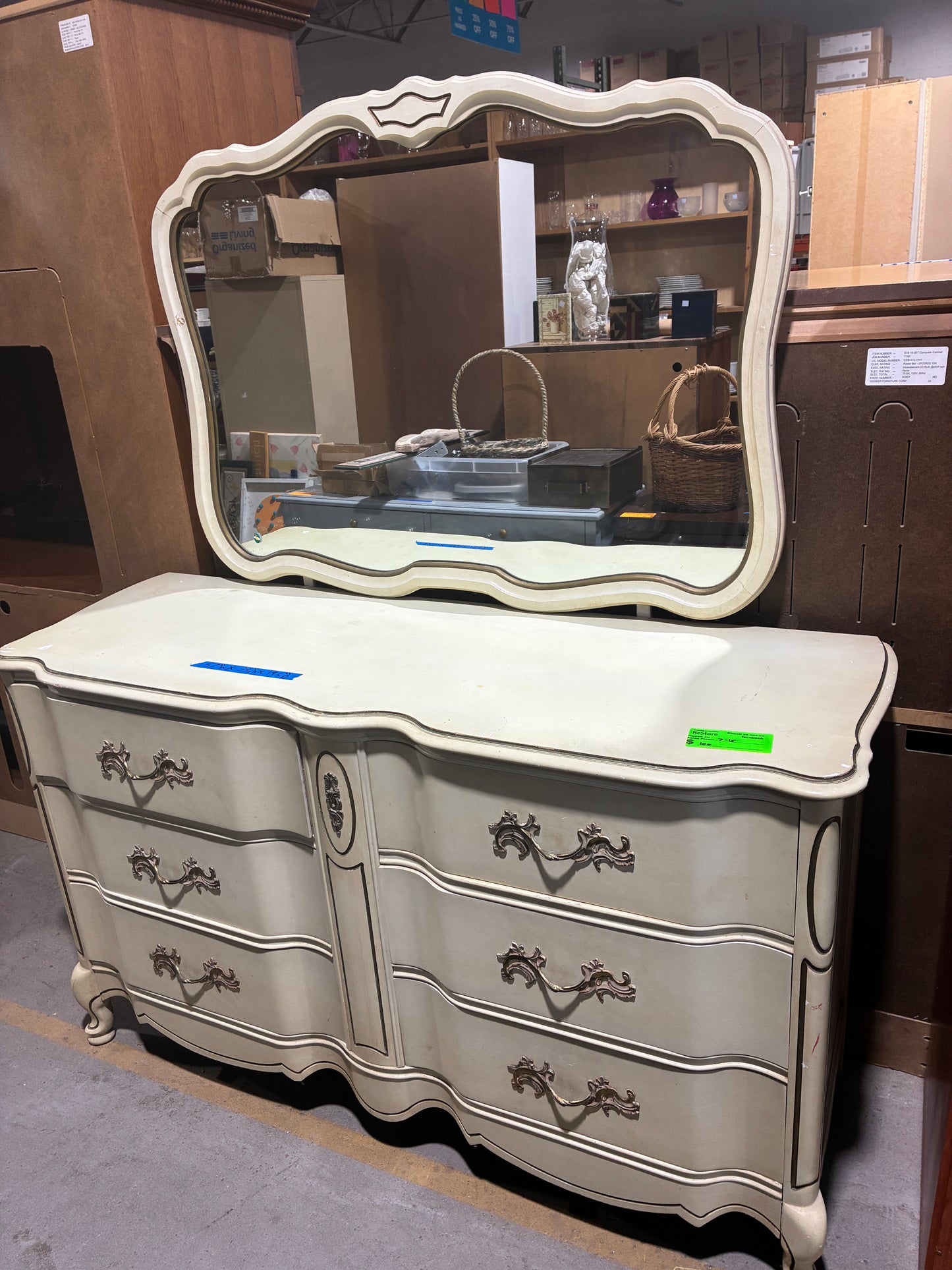 Vintage French Provincial Dresser with Mirror