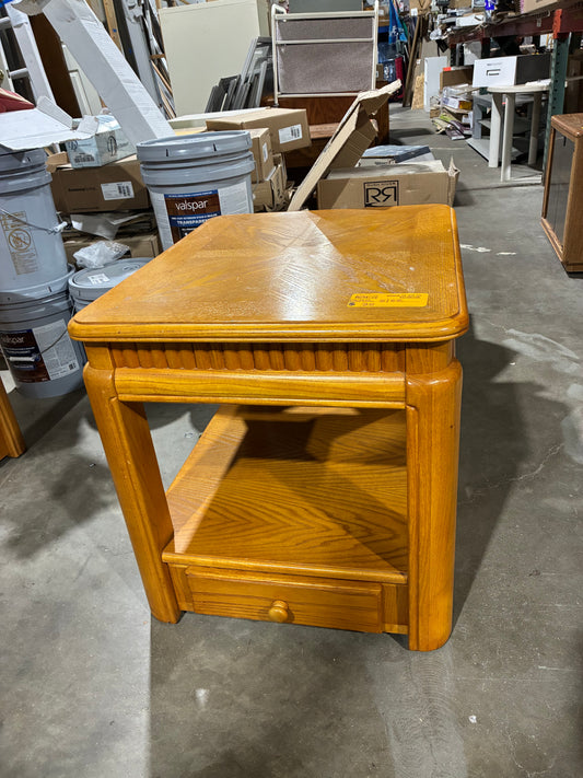 Oak End Table with Storage Drawer #2