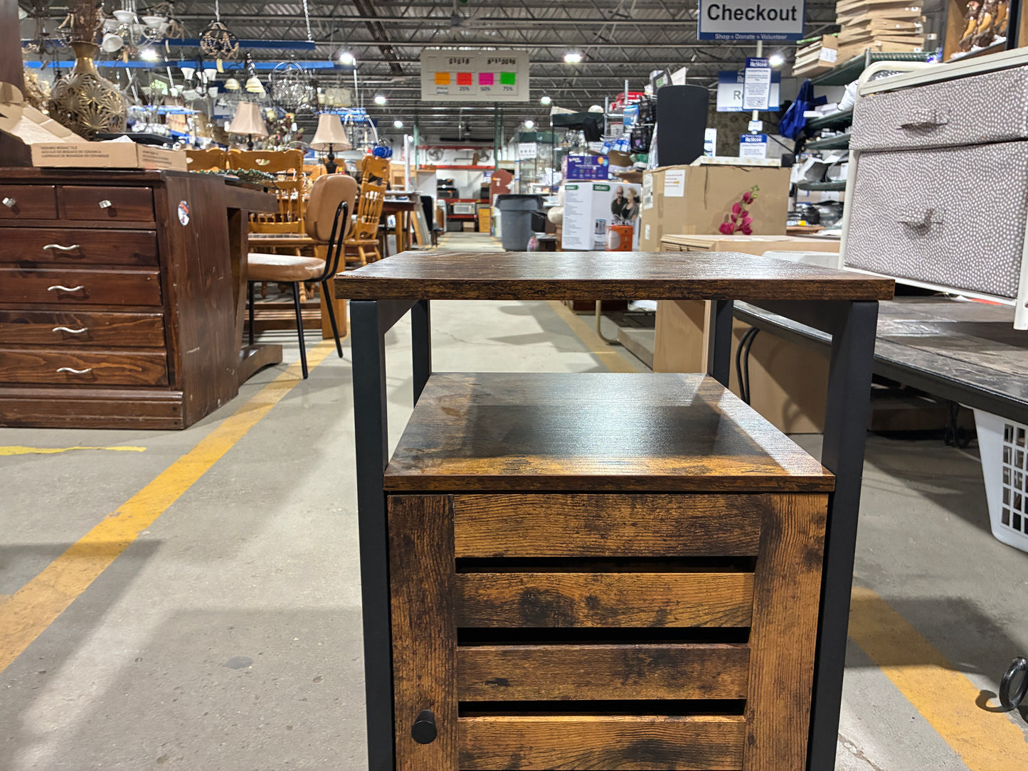 Rustic Brown End Table with Storage Cabinet