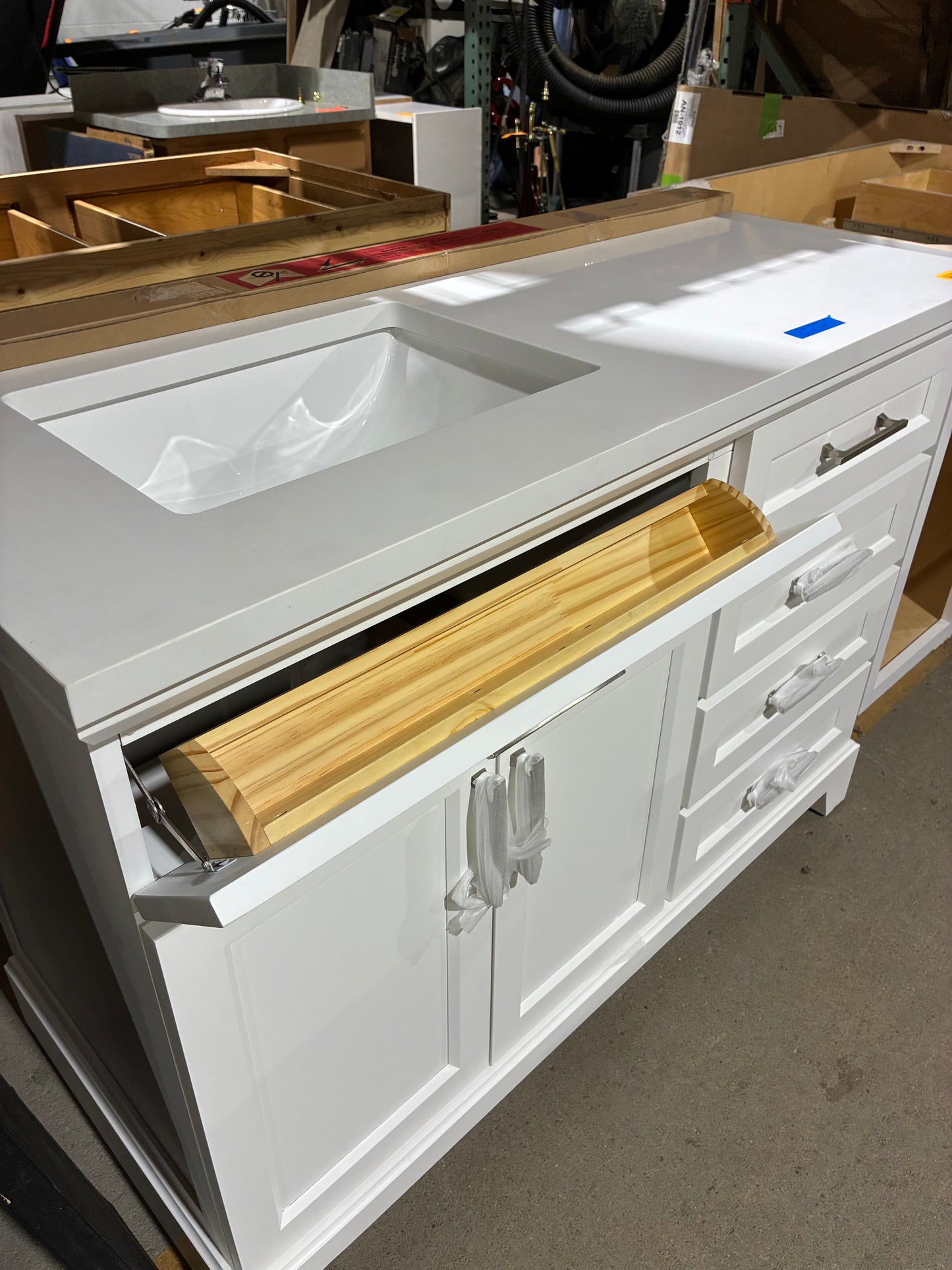 Allen + Roth 48" White Bathroom Vanity with Integrated Sink Top