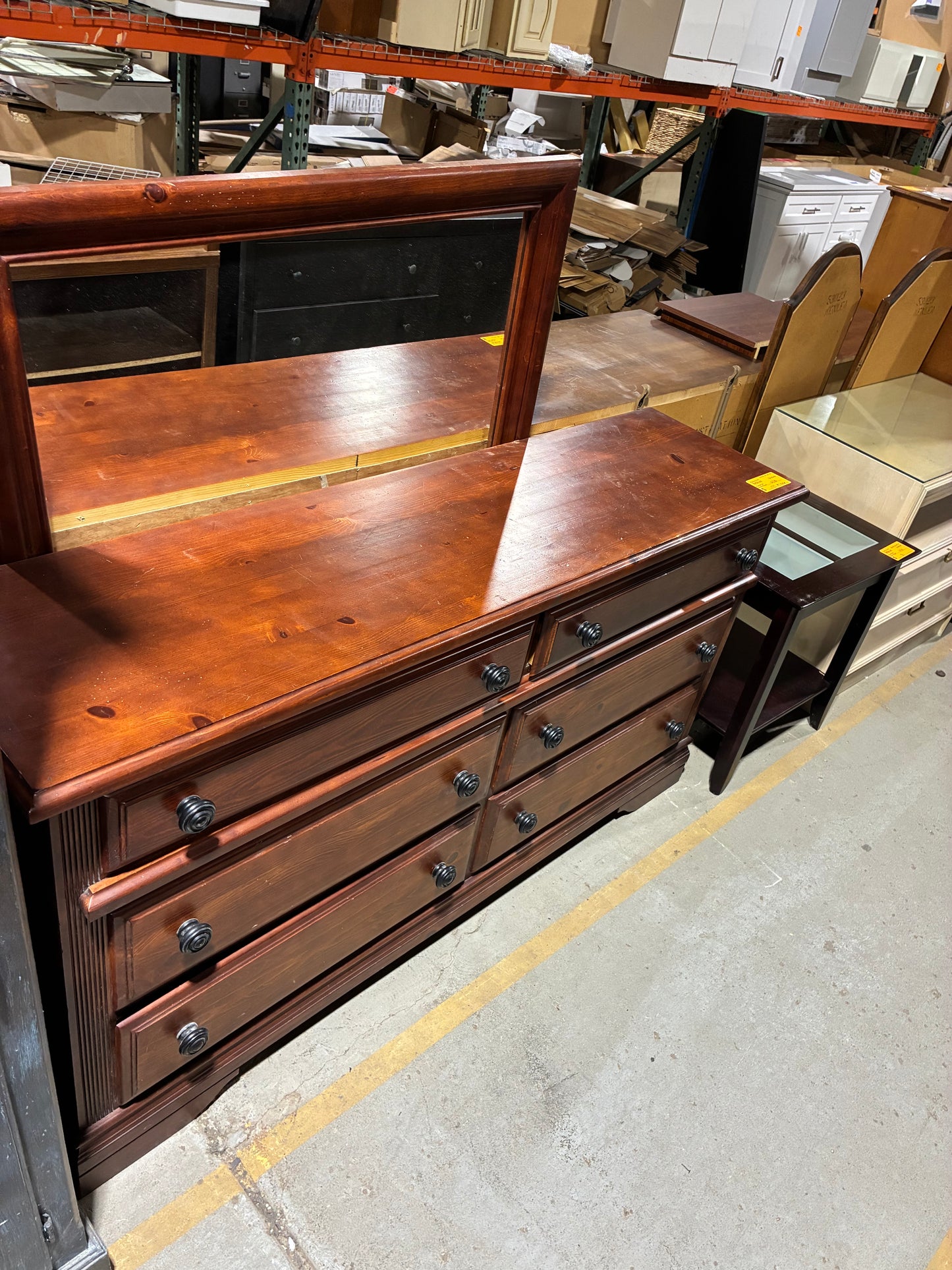 Cherry Finish Dresser with Matching Mirror
