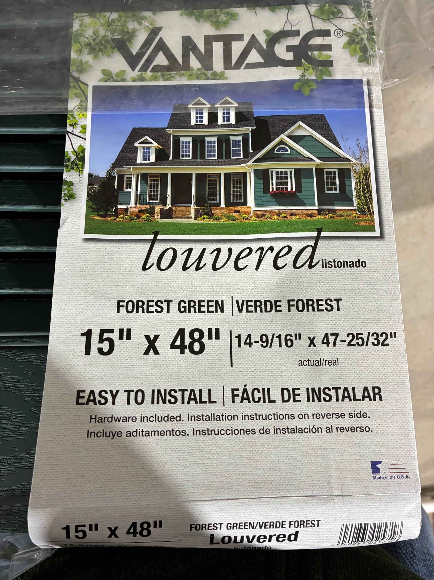 Vantage Louvered Exterior Shutters – Forest Green (15" x 48")