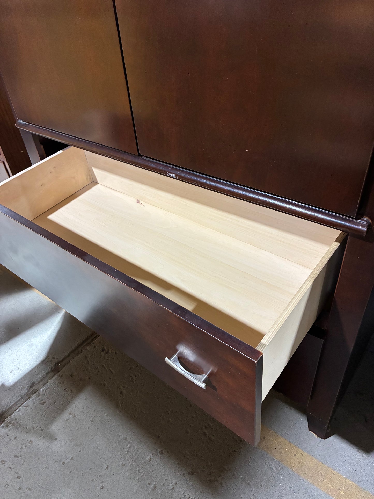Dark Cherry Storage Armoire with Drawers