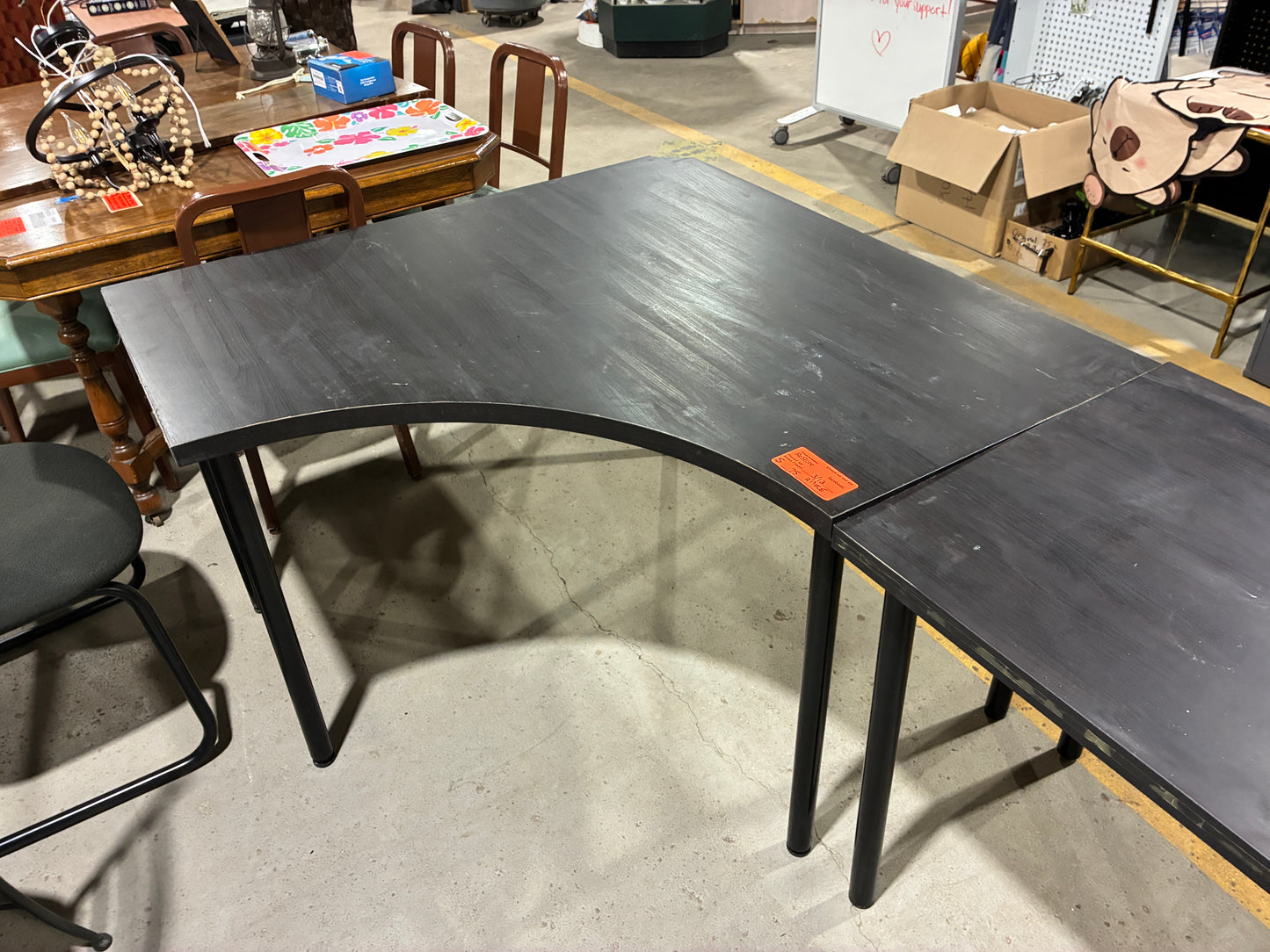 Modern Black Table Set with Metal Legs (2 Pieces)