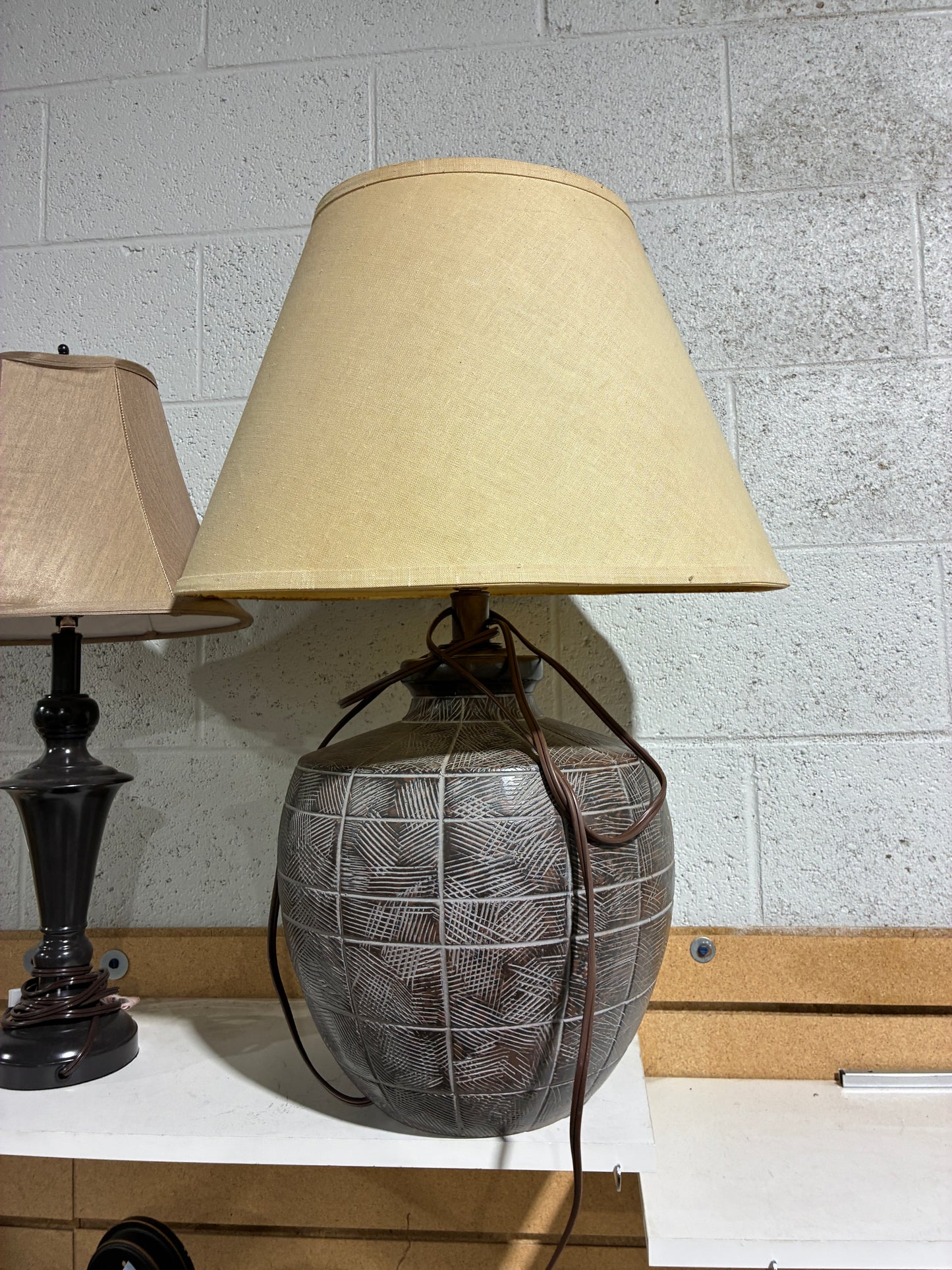 Textured Ceramic Table Lamp with Fabric Shade