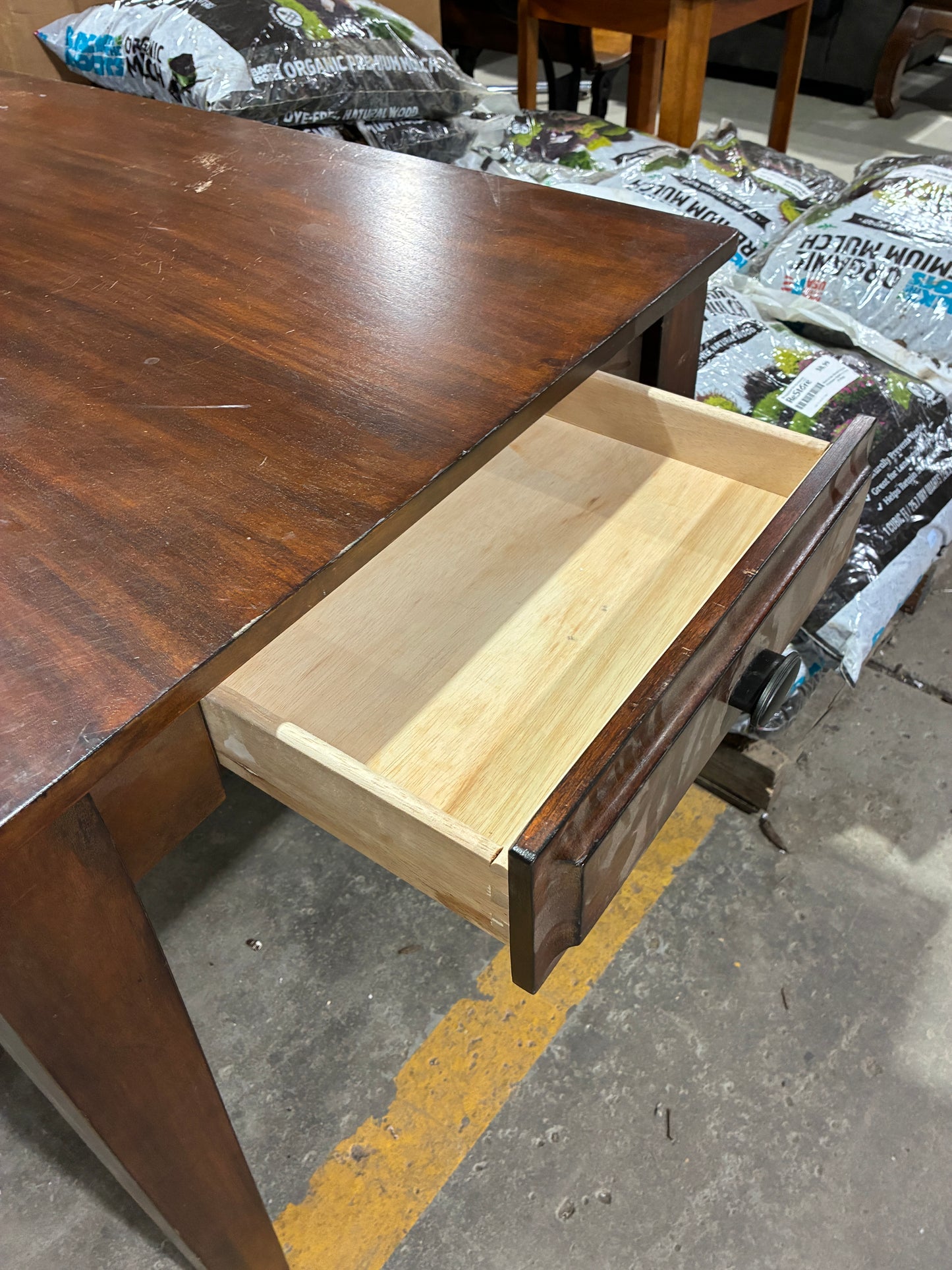 Wood Table with Three Drawers