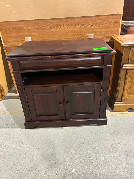 Dark Wood Swivel-Top TV Stand & Media Cabinet