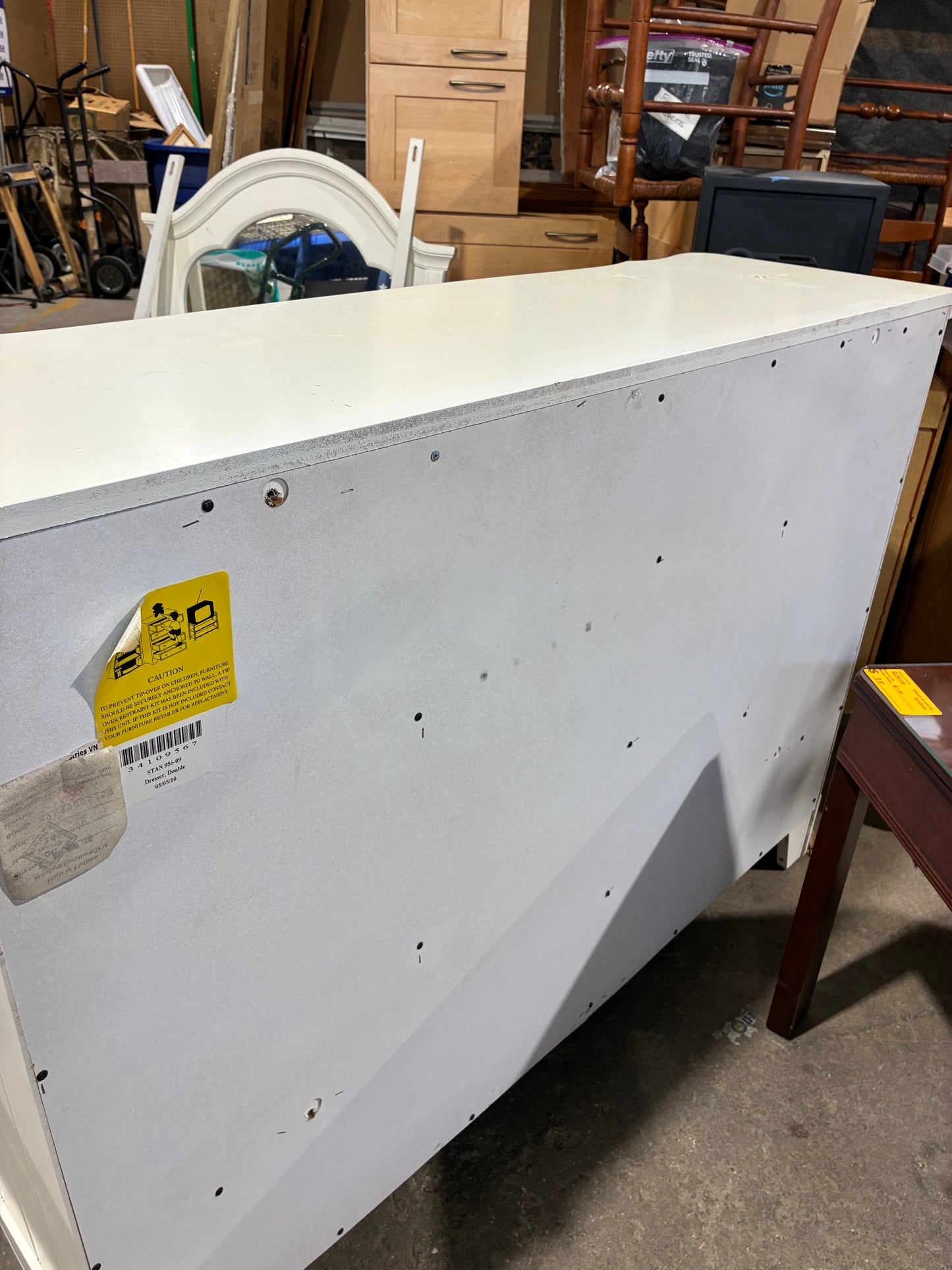 White Vintage Double Dresser with Matching Mirror