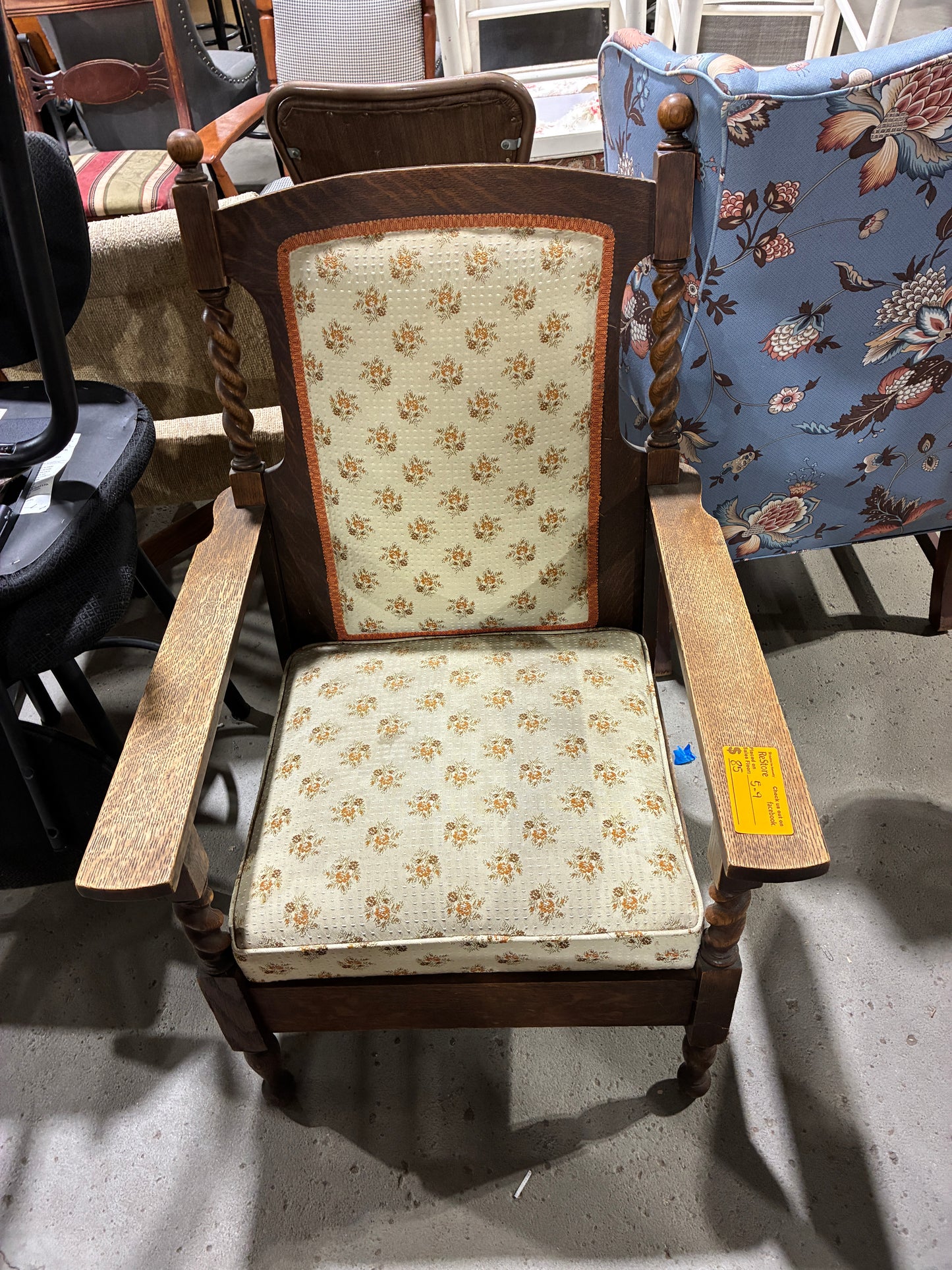 Vintage Wood Accent Armchair