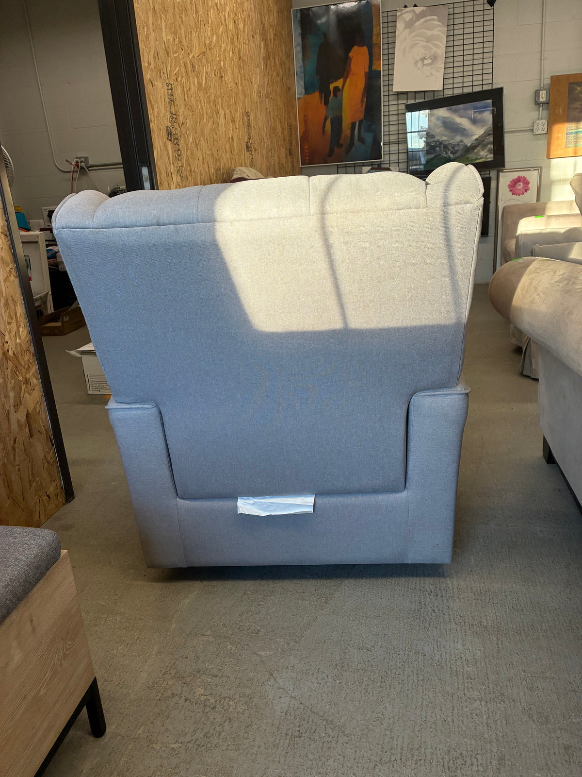 Light Gray Tufted Wingback Swivel Chair