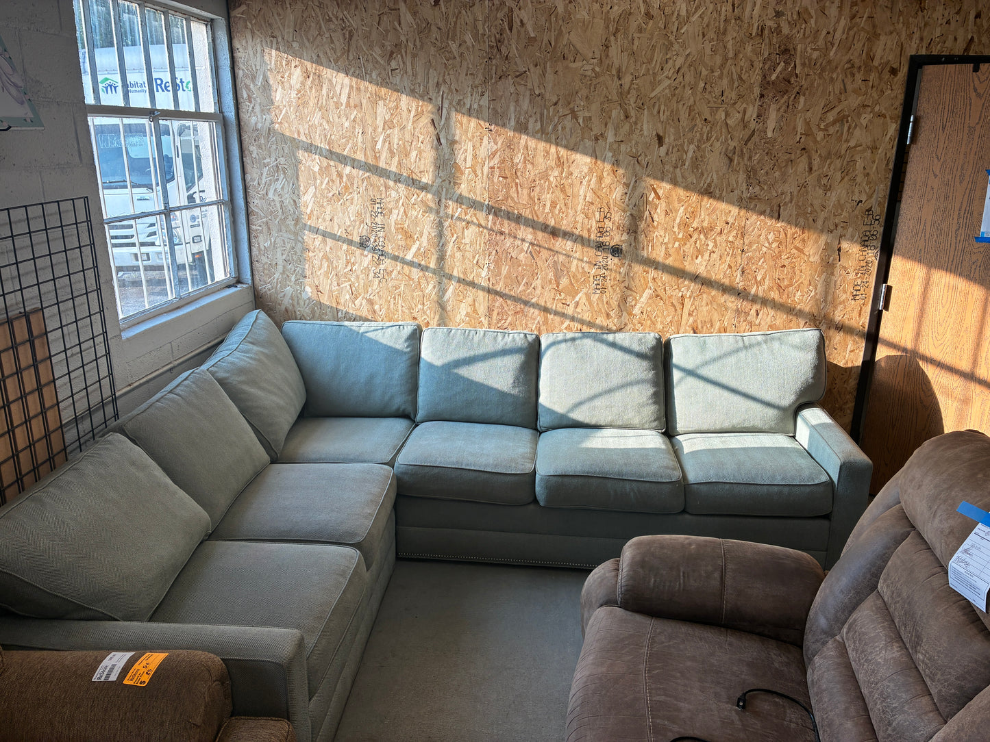 Ethan Allen Gray Sectional Sofa