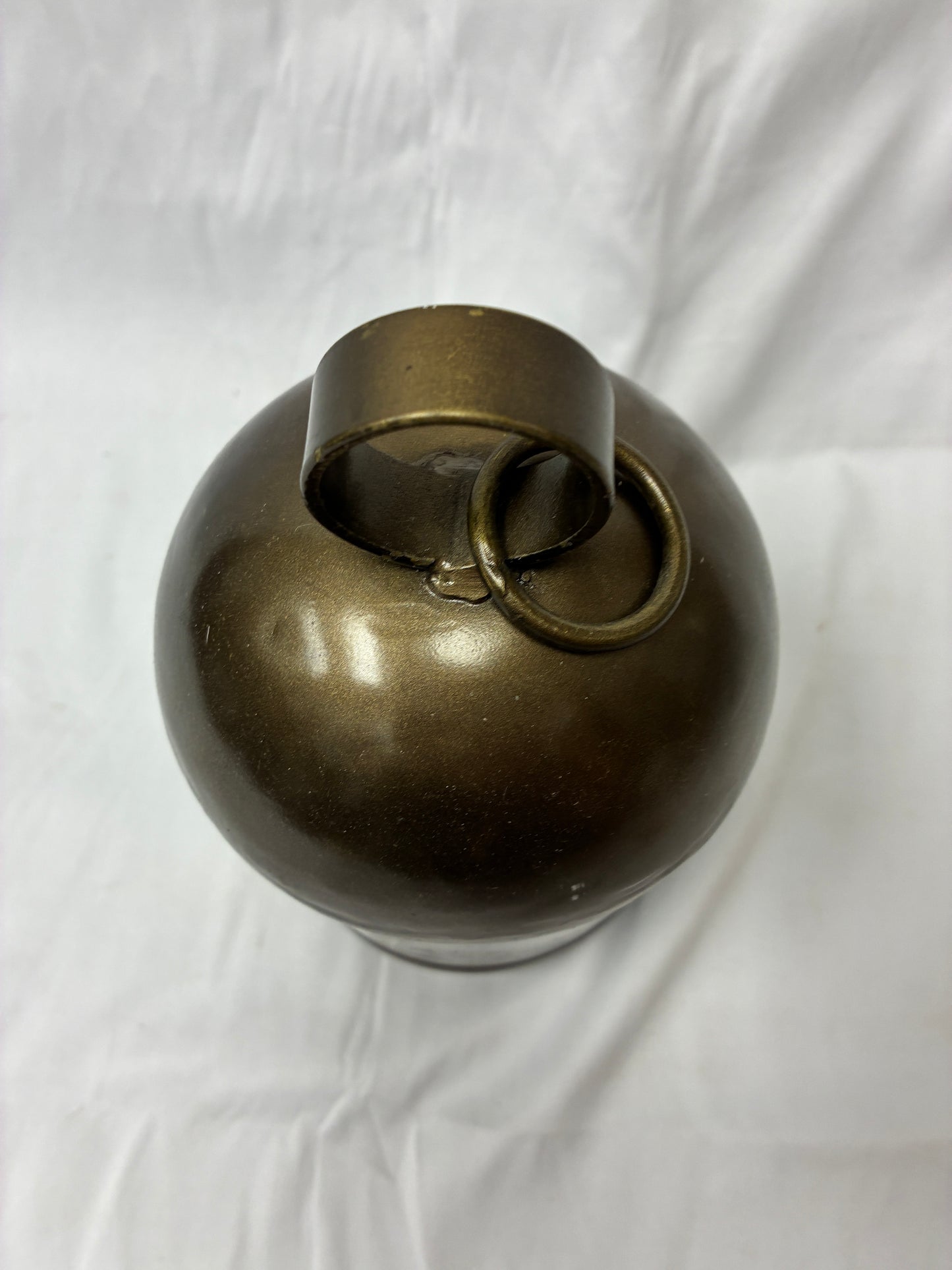 Arhaus Decorative Lidded Metal Canister with Ring Handle