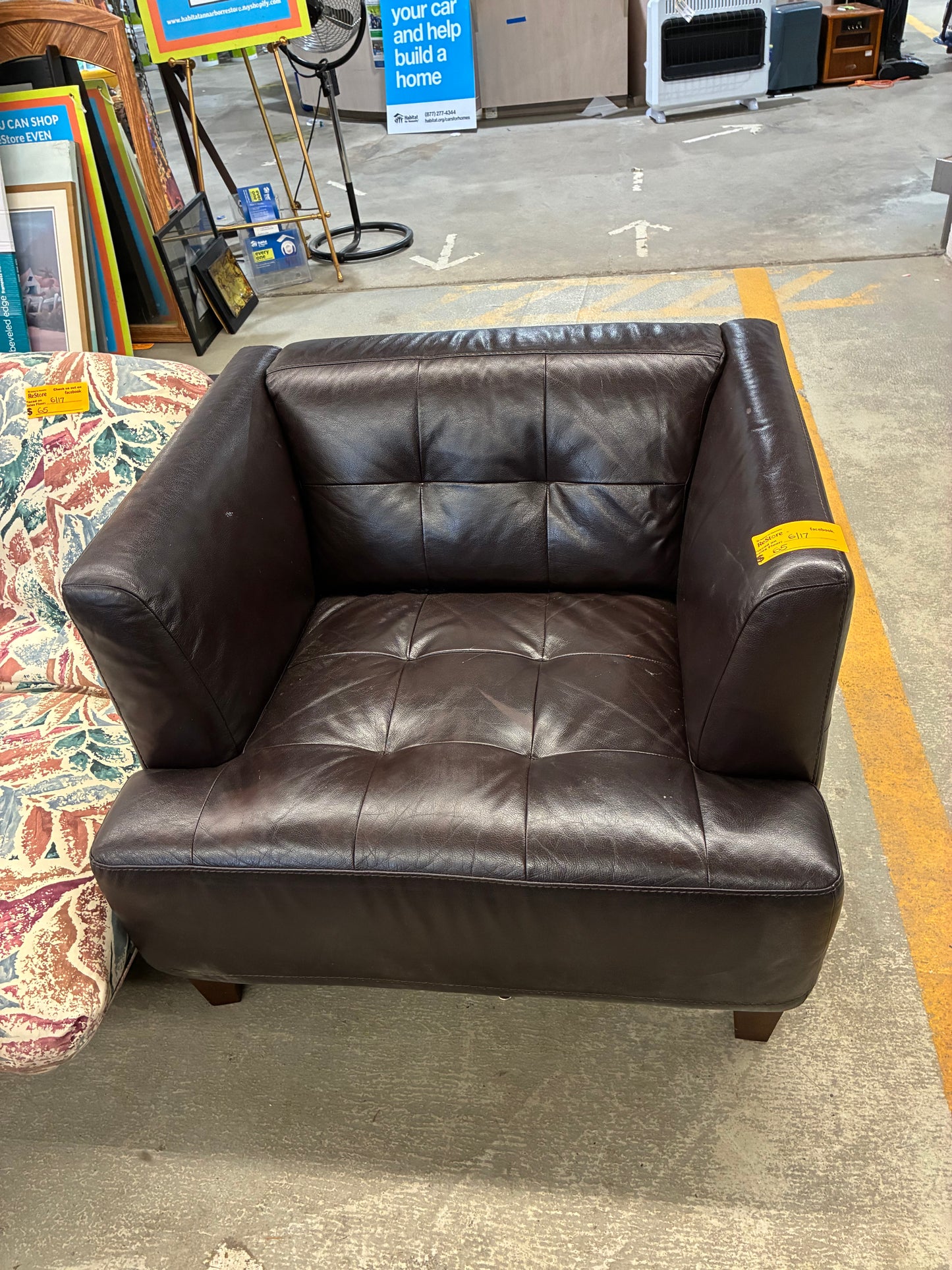 Dark Brown Leather Club Chair #1