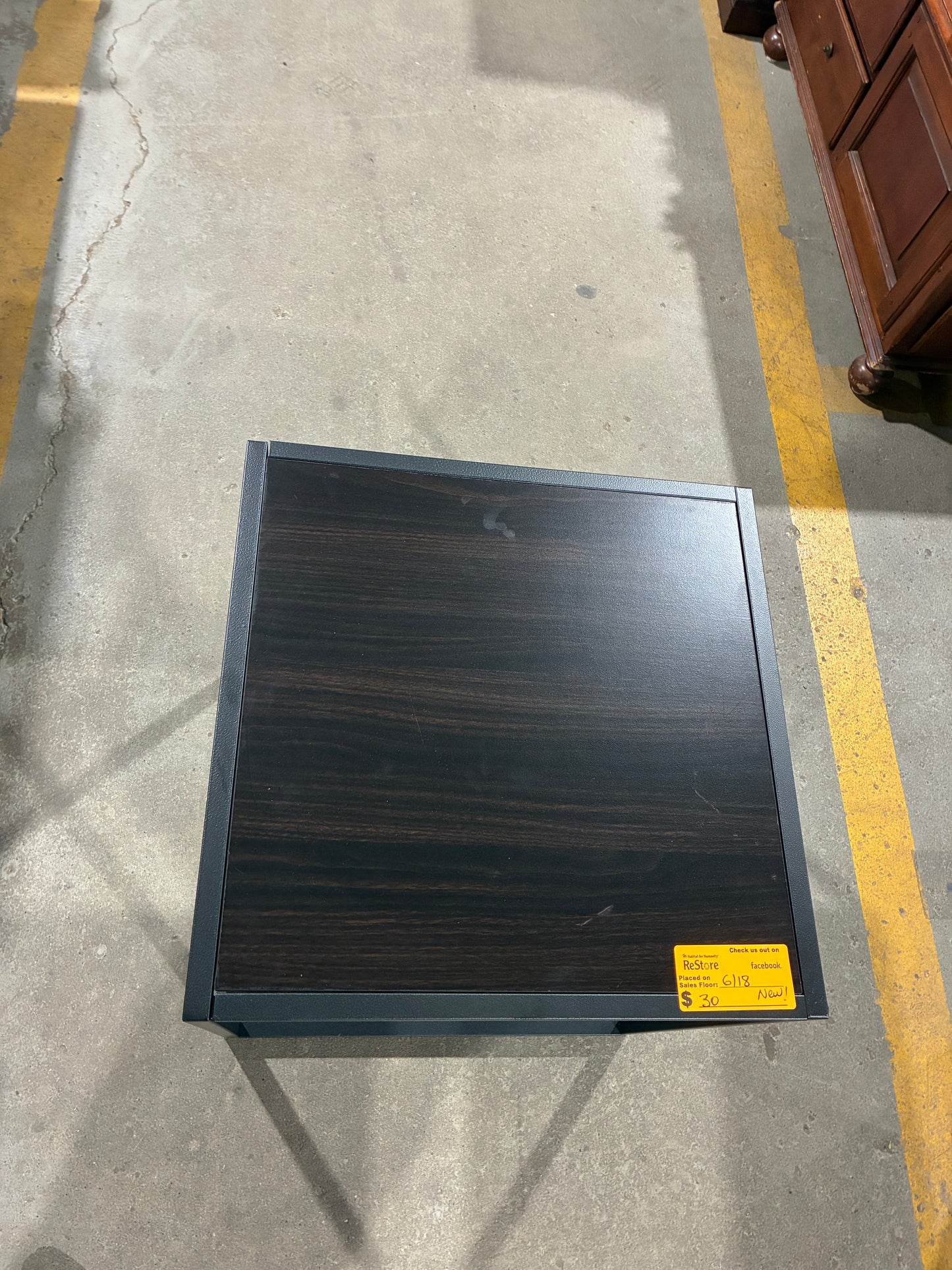 Modern Black Wood Side Table with Lower Shelf