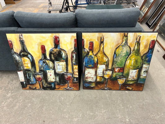 Set of 2 Wine Bottle Wall Art Prints (27" x 27")