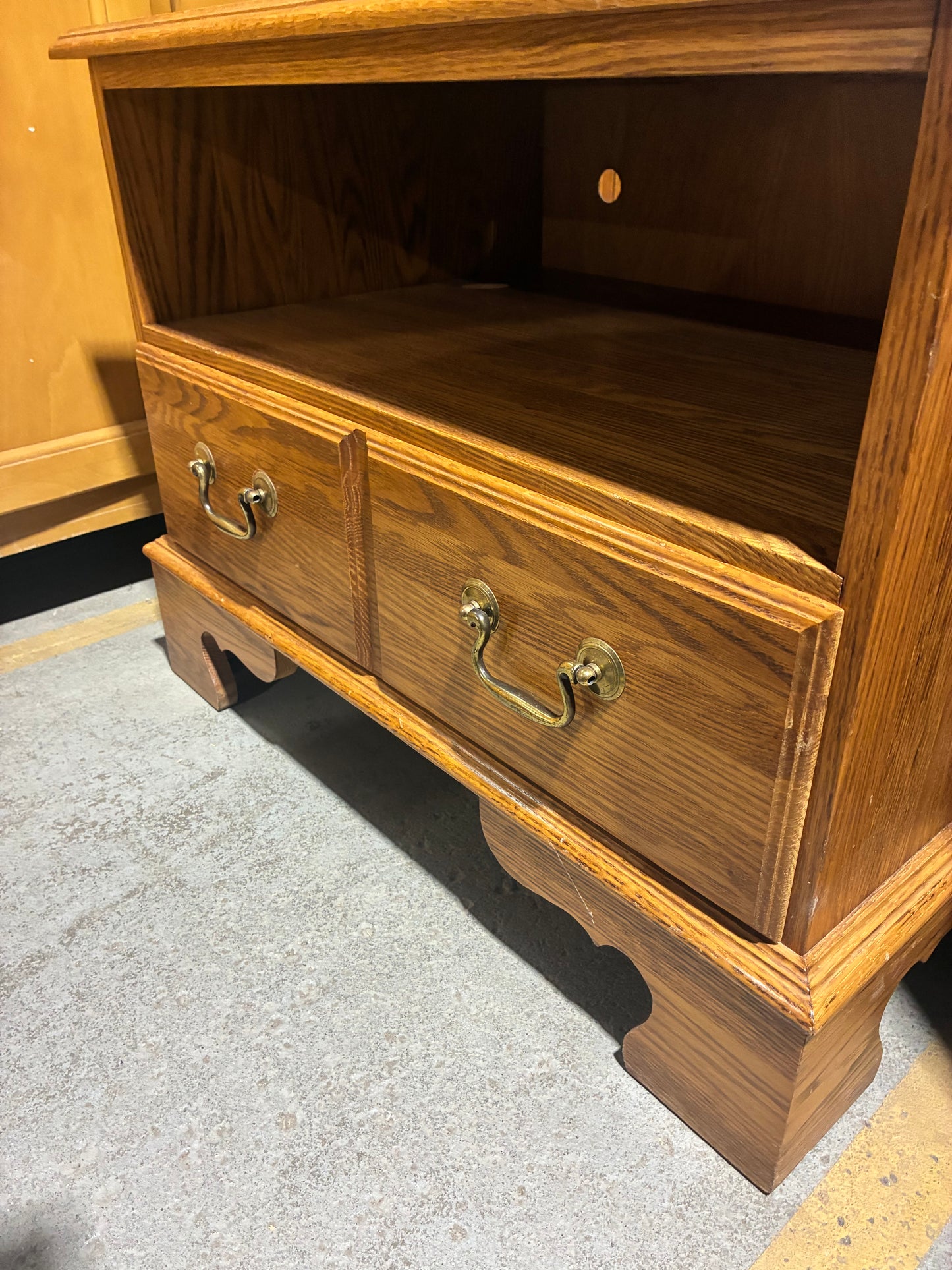 Oak TV Stand with Storage Drawer