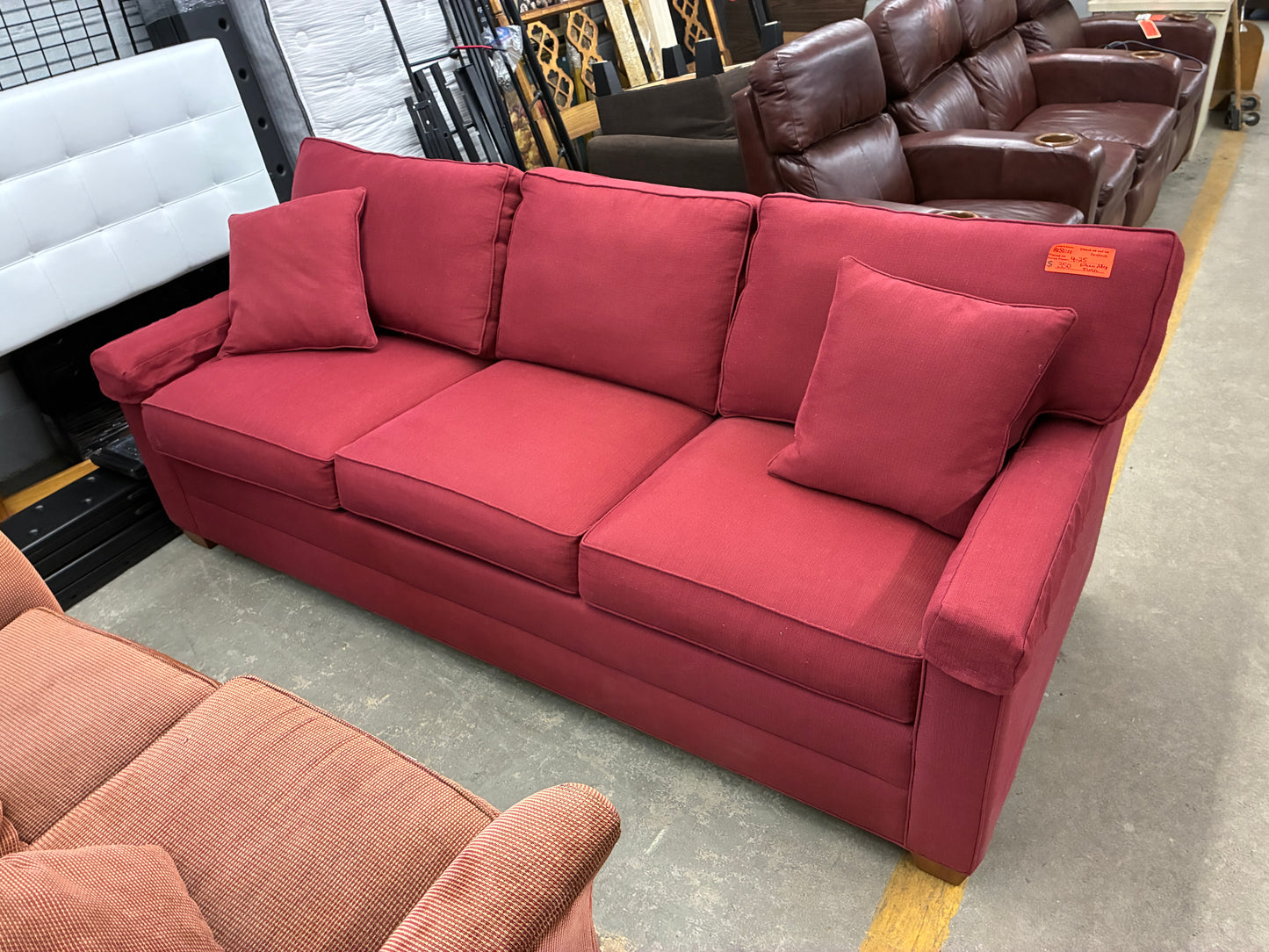 Ethan Allen Red Upholstered Sofa