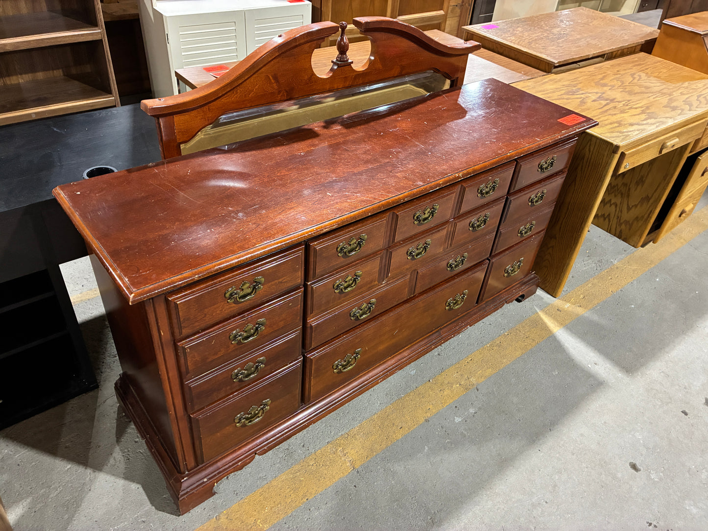 American Drew Wooden Dresser with Mirror