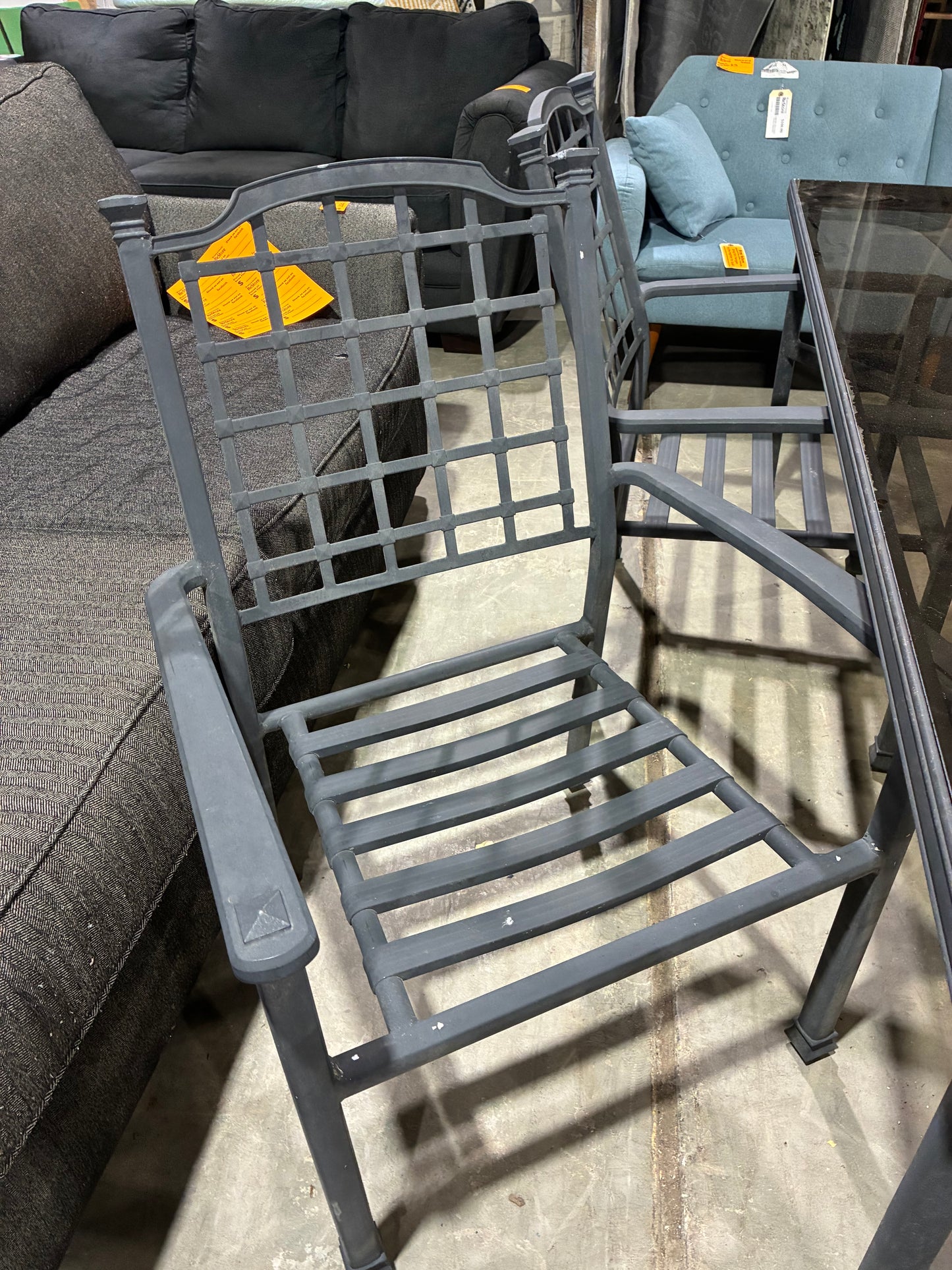 Black Metal Patio Dining Set with 4 Chairs
