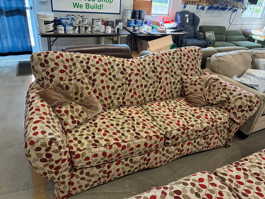 Leaf Pattern Sofa with Accent Pillows
