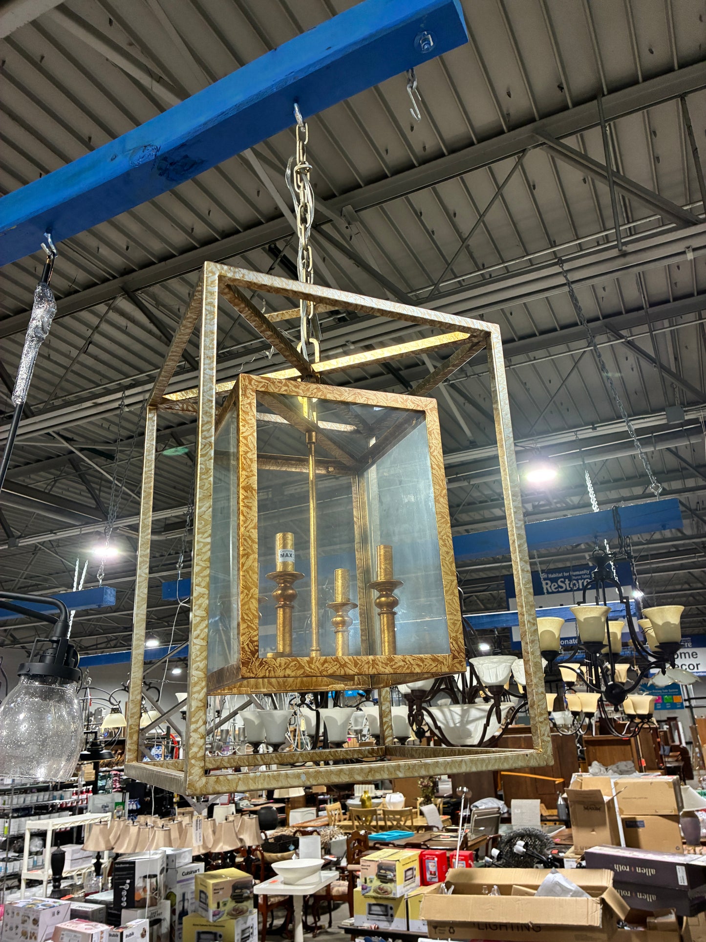 Large Lantern Style Pendant Chandelier (4-Light)