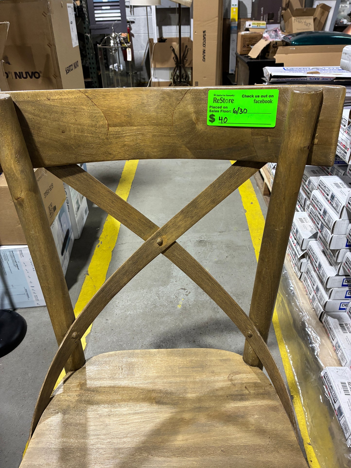 Rustic Wooden Cross Back Dining Chair