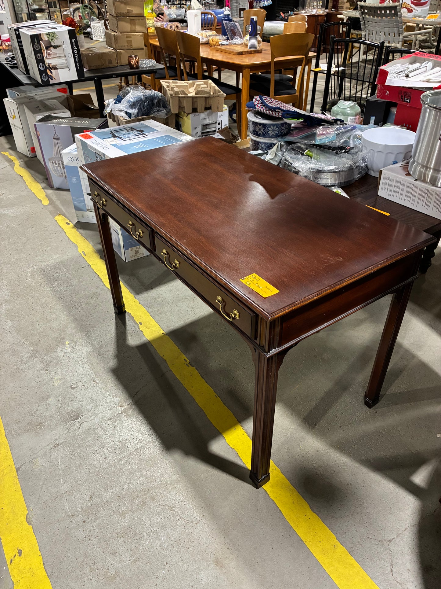 Dark Cherry Writing Desk with Two Drawers