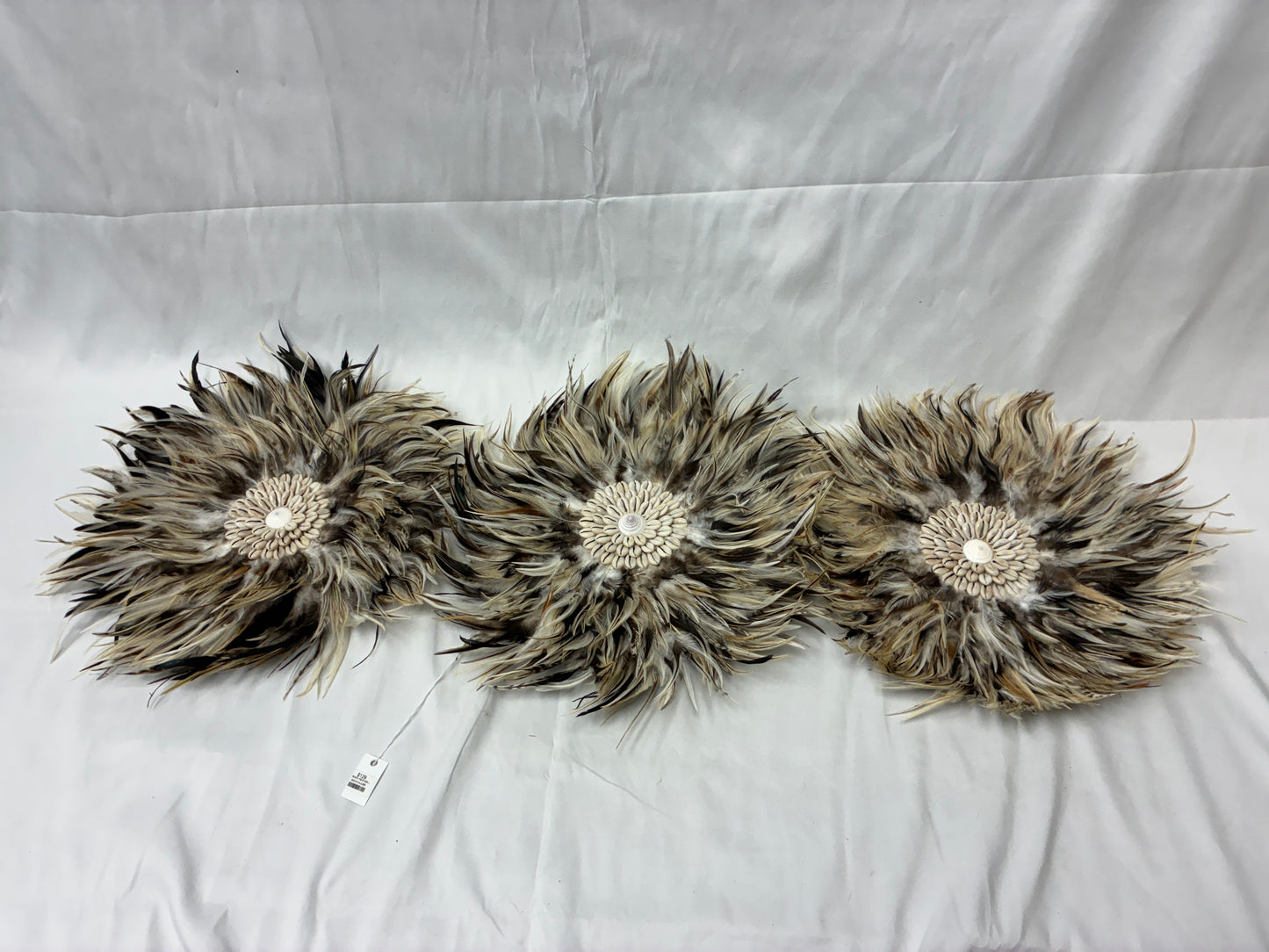Decorative Feather Wall Art Discs with Shell Center