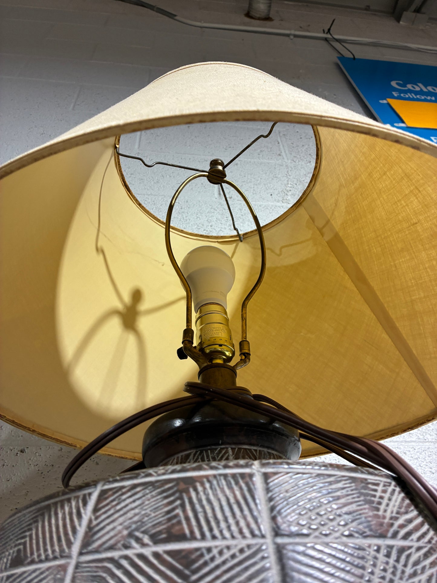 Textured Ceramic Table Lamp with Fabric Shade