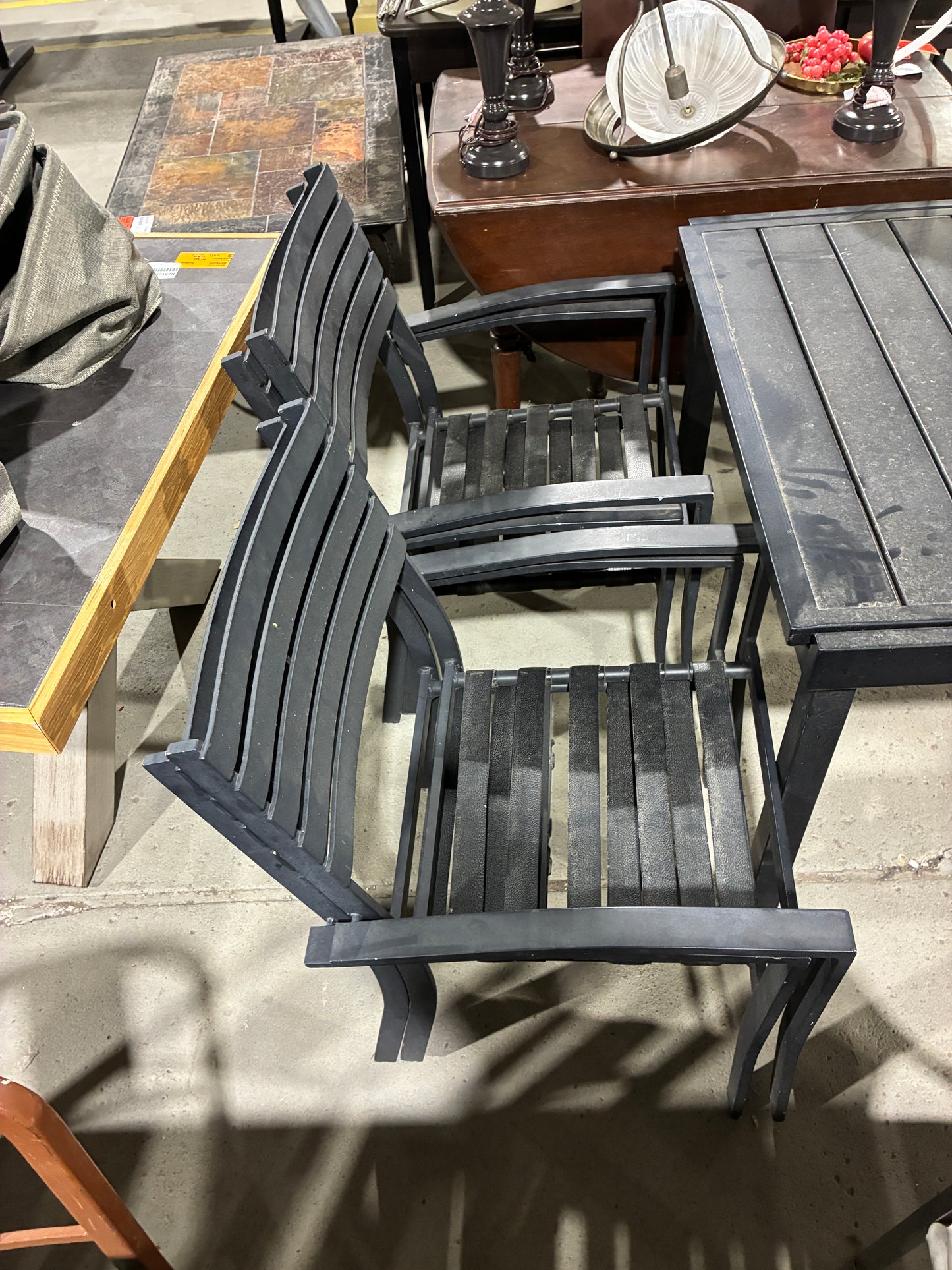 Black Outdoor Patio Dining Set with 4 Chairs