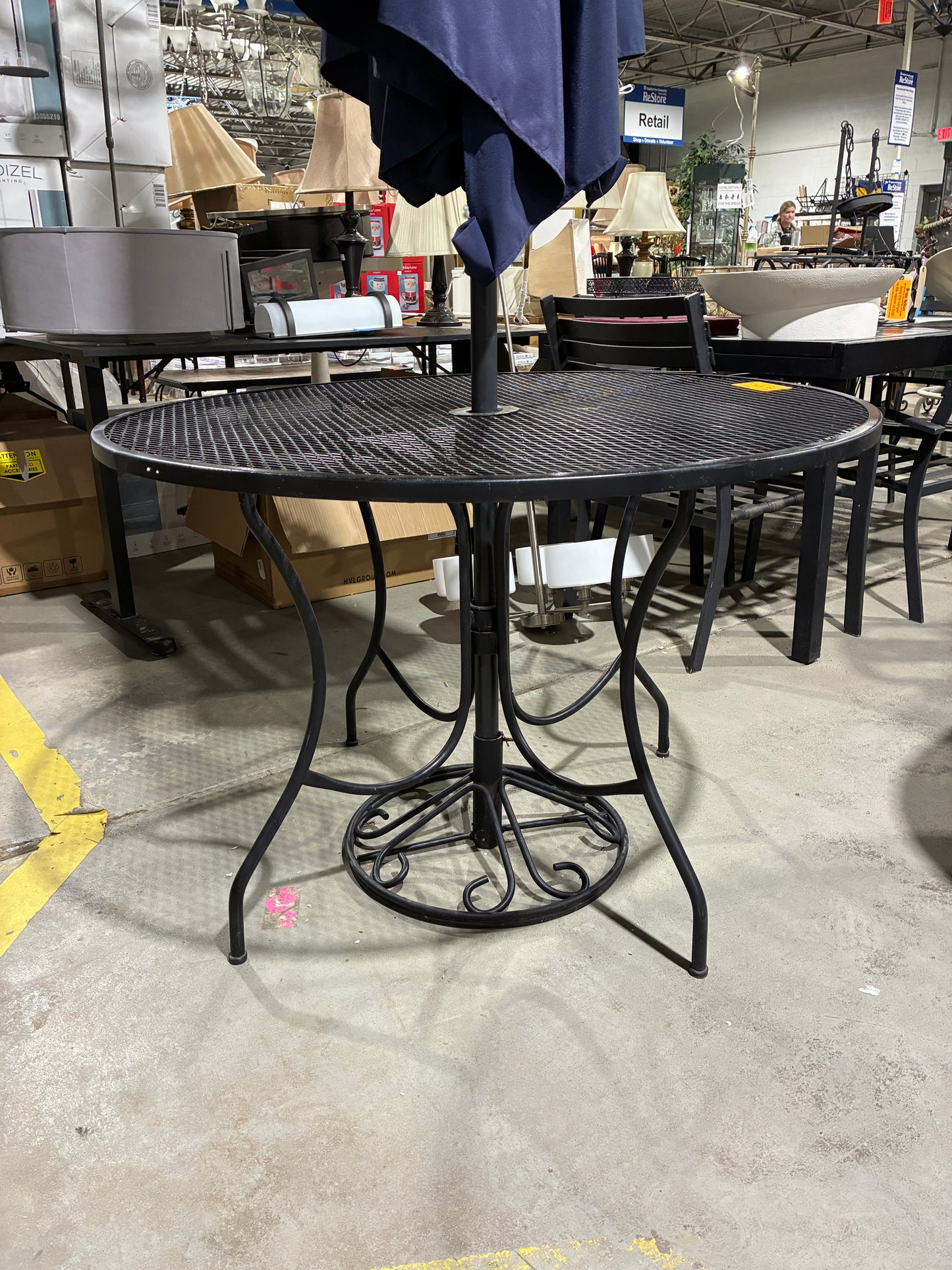 Black Metal Patio Table with Umbrella
