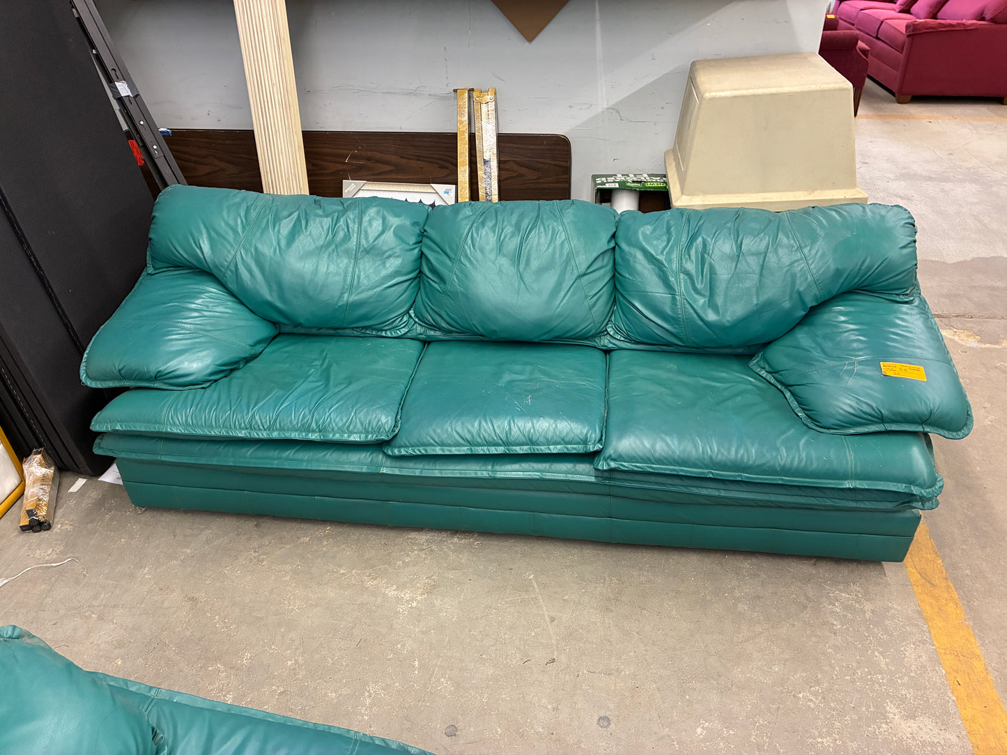 Vintage Teal Leather Sofa
