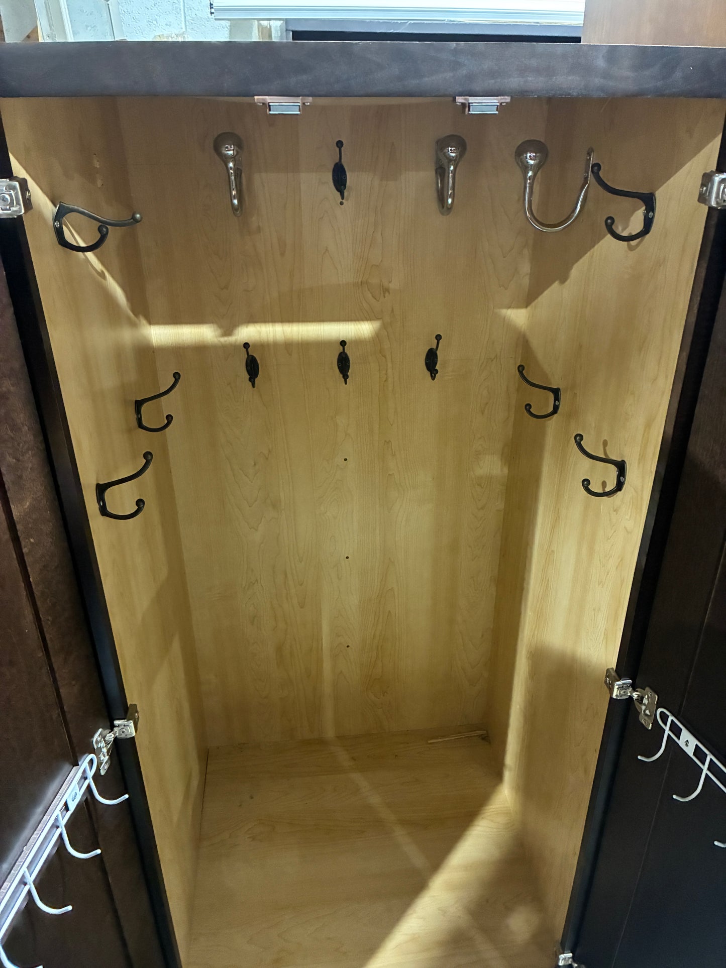 Espresso Hall Tree Storage Cabinet