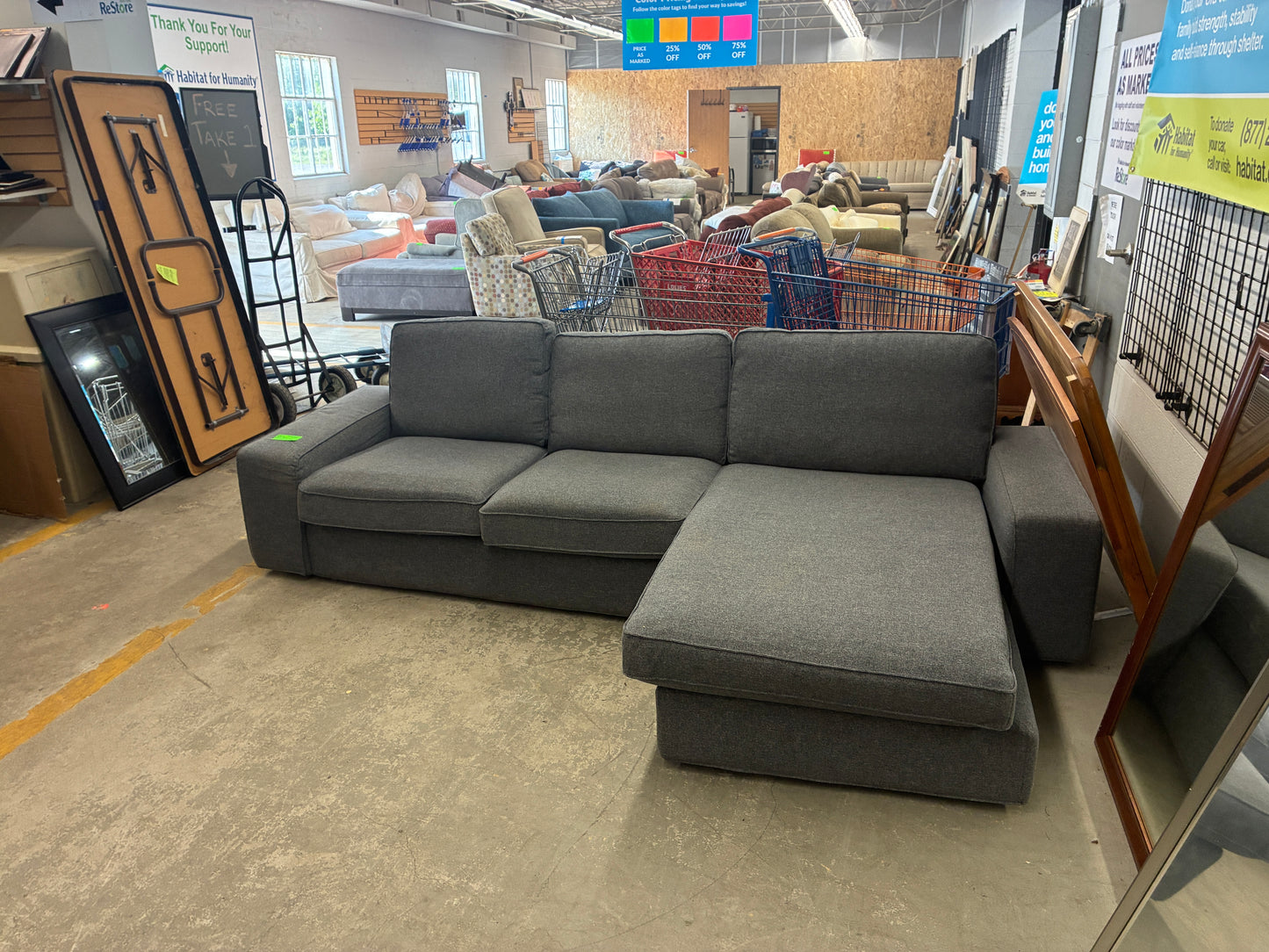 Modern Gray Chaise Sectional Sofa
