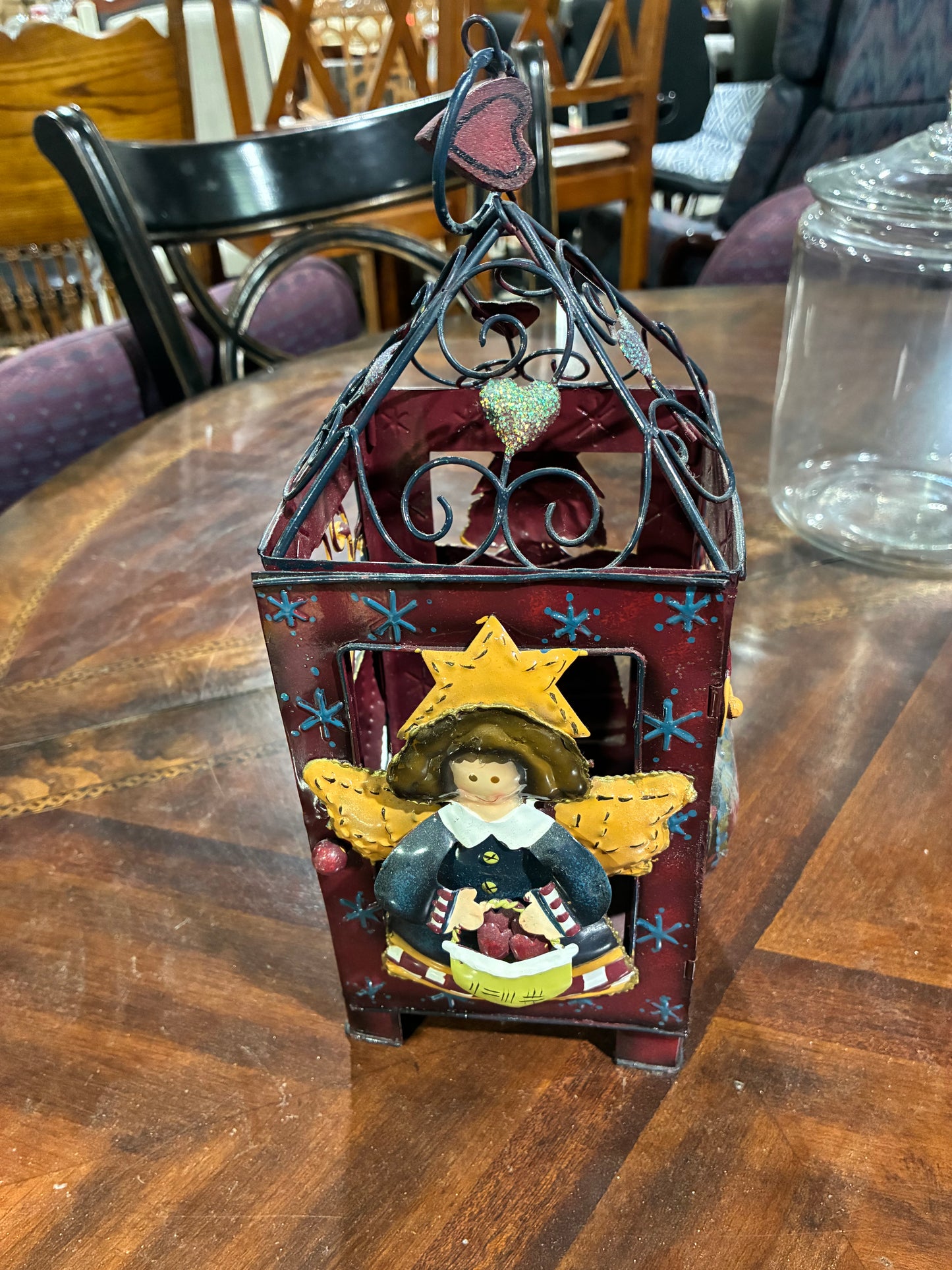Heart & Angel Decorative Metal Lantern Candle Holder