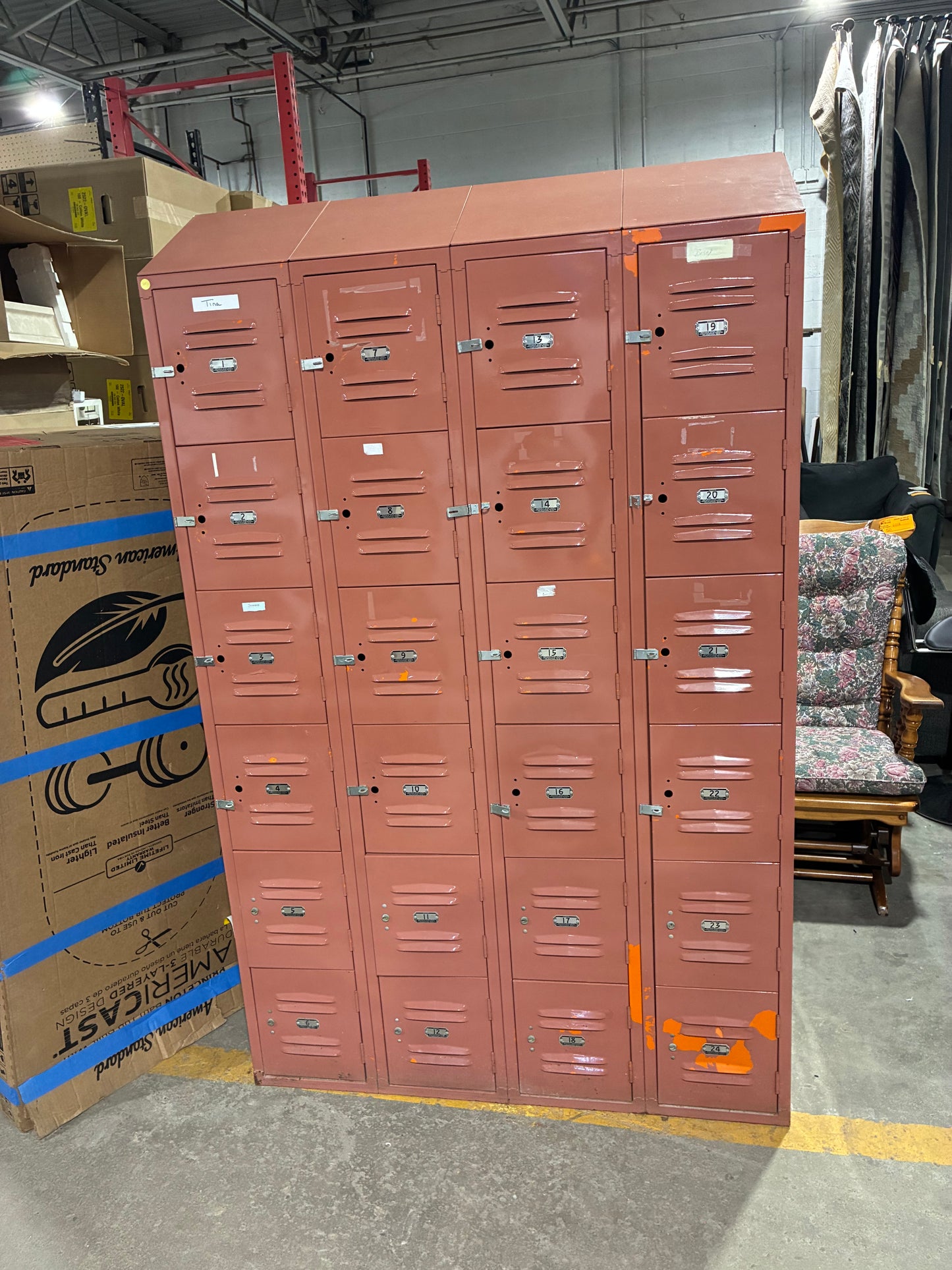 Vintage Industrial Metal Locker Bank