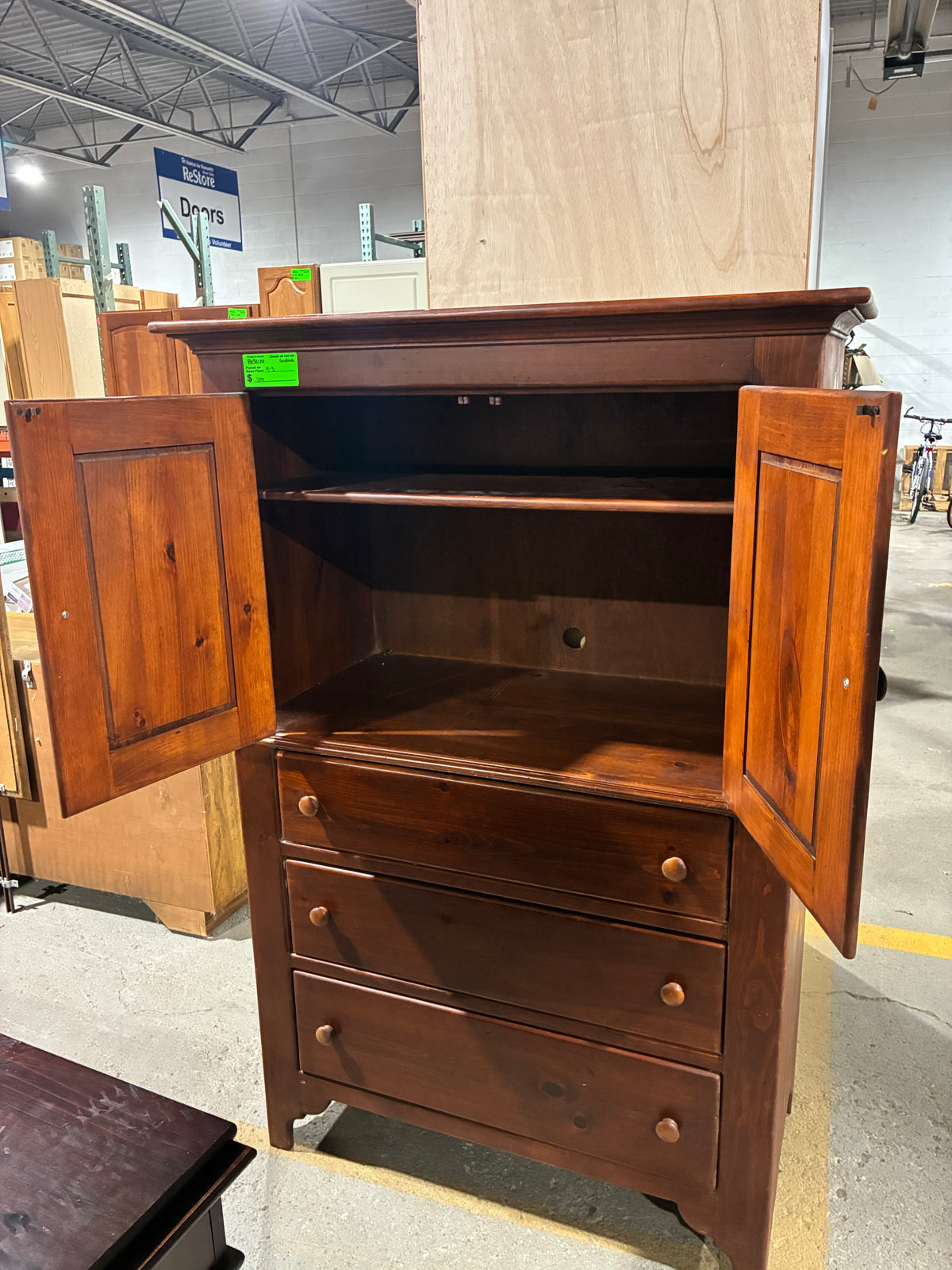 Rustic Wood Storage Armoire with Drawers