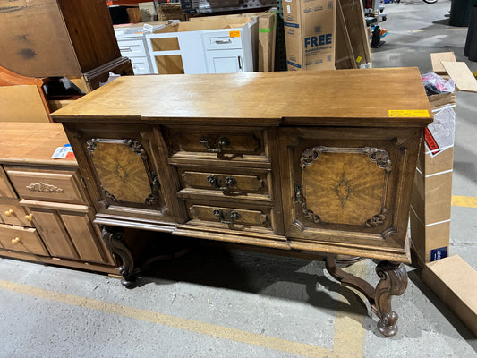Vintage Ornate Walnut Buffet Cabinet